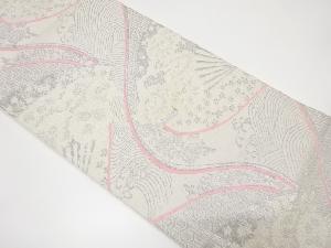 アンティーク　流水に扇・花模様織り出し袋帯（材料）